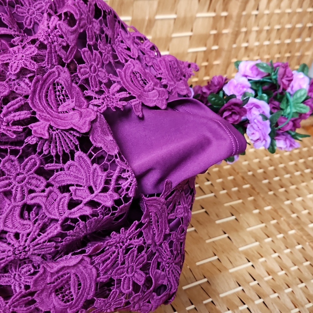 LULUS Wedding Graduation Special Ocassion Love Poem Magenta Lace Mini Dress - Picture 7 of 8